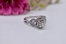 Load image into Gallery viewer, 14K White Gold Double Halo Twist Diamond Ring
