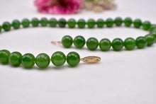 Load image into Gallery viewer, Vintage 14K Yellow Gold Beautiful Green Nephrite Jade Beaded Necklace Strand
