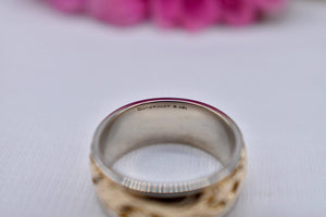 Art Deco 14K White and Yellow Gold ArtCarved Unique Floral Sculptural Band