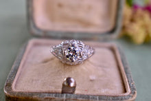 Load image into Gallery viewer, Art Deco Platinum Old European Cut Mazer 0.68cts Diamond Engagement Ring
