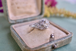 Art Deco Platinum Old European Cut Mazer 0.68cts Diamond Engagement Ring