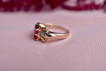 Load image into Gallery viewer, Antique Art Nouveau 14K Rose Gold Ruby and Diamond Ring
