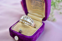 Load image into Gallery viewer, Vintage 14K Yellow Gold Three Row Baguette &amp; Diamond 1.70cts Anniversary Band
