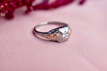 Load image into Gallery viewer, Vintage 18K White &amp; Rose Gold Art Deco Filigree Diamond Engagement Ring
