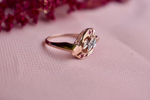 Load image into Gallery viewer, Antique Art Deco Reproduction 14K Rose &amp; White Gold Ruby and Diamond Ring
