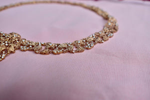 Rare 18K Rose Gold Retro 1950's Transitional Cut Diamond Floral Filigree Necklace