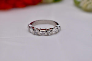 Platinum Unique 1.50cts Round & Emerald Cut Bar Channel Diamond Band