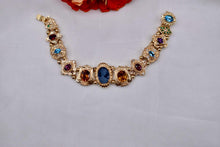 Load image into Gallery viewer, 14K Yellow Gold Avant Garde Richard Glatter Multi Gemstone Completed Slide Charm Bracelet
