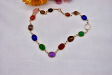 Load image into Gallery viewer, Vintage Mid Century Egyptian Revival 14K Solid Yellow Gold Multi Gemstone Scarab Necklace
