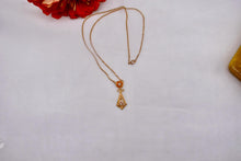 Load image into Gallery viewer, 14K Yellow Gold Victorian Revival Two Stone Diamond Lavalier Floral Necklace
