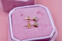 Load image into Gallery viewer, 14K Yellow Gold Round Diamond Push Back Stud Earrings 0.56cts
