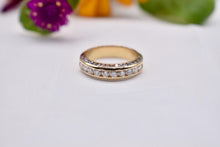 Load image into Gallery viewer, Vintage 14K Yellow Gold Unique Three Row Channel Set Round Diamond Band
