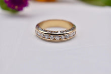 Load image into Gallery viewer, Vintage 14K Yellow Gold Unique Three Row Channel Set Round Diamond Band
