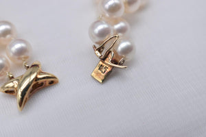 14K Yellow Gold Vintage Double Pearl & Gold Accent Bracelet