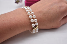 Load image into Gallery viewer, 14K Yellow Gold Vintage Double Pearl &amp; Gold Accent Bracelet
