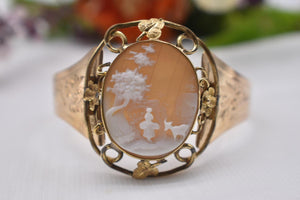 Vintage 12 Karat Solid Gold Rebecca At The Well Countryside Antique Cameo Bracelet
