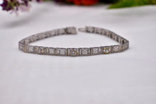 Load image into Gallery viewer, Vintage Art Deco 10 Karat Three Stone Bezel Diamond Filigree Bracelet
