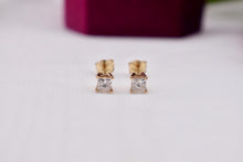 Load image into Gallery viewer, 14K Yellow Gold Princess Cut Diamond Push Back Stud Earrings 0.55cts
