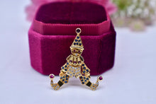 Load image into Gallery viewer, Authentic 18K Yellow Gold Animated Moveable Ruby, Sapphire &amp; Diamond Clown Pendant/Charm
