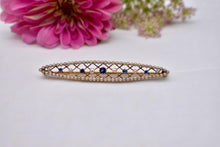 Load image into Gallery viewer, Vintage Victorian 14K Yellow Gold Sapphire &amp; Pearl Brooch/Pin
