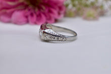 Load image into Gallery viewer, Vintage Art Deco 18K White Gold 3 Stone Old European Cut Diamond Band
