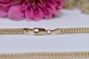 14K Yellow Gold Vintage Flat Unique Interlocking Link Bracelet