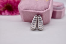 Load image into Gallery viewer, Vintage 14K White Gold Unique Design Reversible Diamond Hoop Earrings

