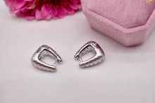 Load image into Gallery viewer, Vintage 14K White Gold Unique Design Reversible Diamond Hoop Earrings
