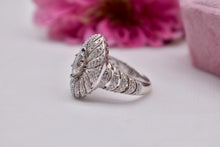 Load image into Gallery viewer, 14K White Gold Vintage Marquise Halo Diamond Statement Cocktail Engagement Ring
