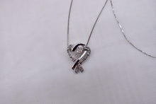 Load image into Gallery viewer, 14K White Gold Vintage Diamond Double Heart Necklace
