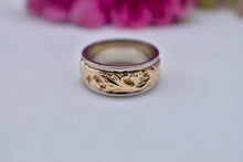 Load image into Gallery viewer, Art Deco 14K White and Yellow Gold ArtCarved Unique Floral Sculptural Band

