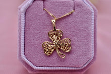 Load image into Gallery viewer, Vintage 14K Yellow Gold Enamel Shamrock/Clover Charm Necklace
