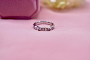 Vintage 10K White Gold 0.50cts Diamond Channel Set Wedding Band