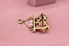 Load image into Gallery viewer, 14K Yellow Gold Vintage Sapphire, Ruby &amp; Pearl Purse Locket Charm/Pendant
