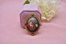 Load image into Gallery viewer, Victorian 16K Yellow Gold Antique Frame Hand Painted Cherub Brooch
