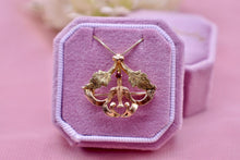 Load image into Gallery viewer, Art Nouveau 14K Yellow Gold Dove Garnet &amp; Enamel Brooch or Necklace
