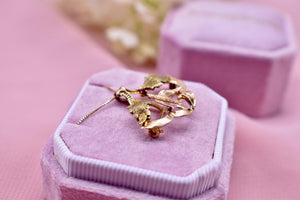 Art Nouveau 14K Yellow Gold Dove Garnet & Enamel Brooch or Necklace
