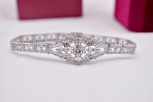 Load image into Gallery viewer, Vintage Art Deco 10K White Gold Diamond Filigree Bracelet
