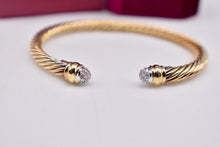 Load image into Gallery viewer, Vintage 18K Yellow &amp; White Gold David Yurman Bangle Diamond Cable Bracelet
