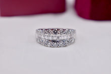 Load image into Gallery viewer, Vintage 14K White Gold Three Row Baguette &amp; Diamond 2.13cts Anniversary Band
