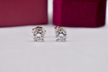 Load image into Gallery viewer, Statement 14K White Gold Round 3.40cts Natural Diamond Push Back Stud Earrings
