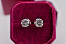 Load image into Gallery viewer, Statement 14K White Gold Round 3.40cts Natural Diamond Push Back Stud Earrings
