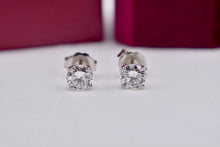 Load image into Gallery viewer, Statement 14K White Gold Round 3.40cts Natural Diamond Push Back Stud Earrings
