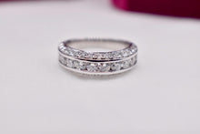 Load image into Gallery viewer, Vintage 14K White Gold Unique 1.90cts Three Row Channel Set Round Diamond Band
