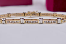 Load image into Gallery viewer, 14K Yellow &amp; White Gold Vintage 2.50cts Diamond Channel Set Bracelet
