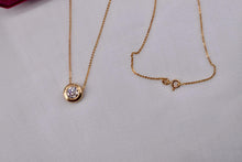 Load image into Gallery viewer, Vintage Mid Century 14K Yellow Gold Solitaire 1.50cts Natural Diamond Bezel Slide Necklace
