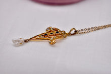 Load image into Gallery viewer, 18K&amp;10K Yellow Gold Victorian Seed Pearl and Sapphire Lavalier Necklace
