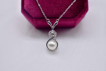 Load image into Gallery viewer, Vintage 14K White Gold Pearl and Diamond Necklace
