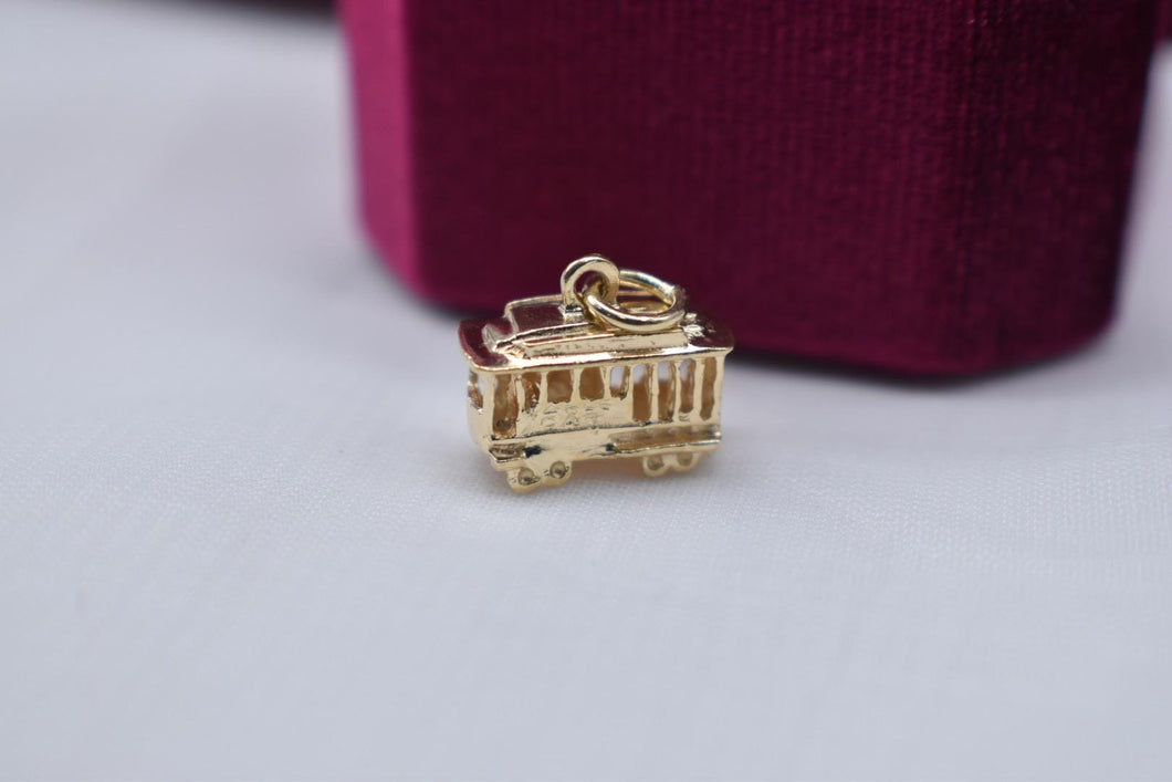 Vintage 14K Yellow Gold Cable Car Charm