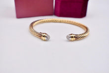 Load image into Gallery viewer, Vintage 18K Yellow &amp; White Gold David Yurman Bangle Diamond Cable Bracelet
